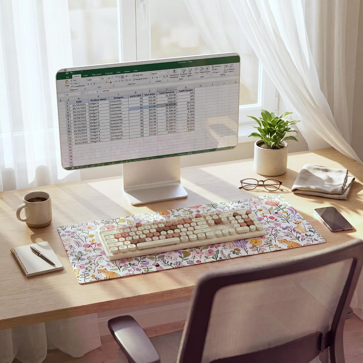 Colorful Wireless Bluetooth Keyboard (Milk-Tea Colorful)