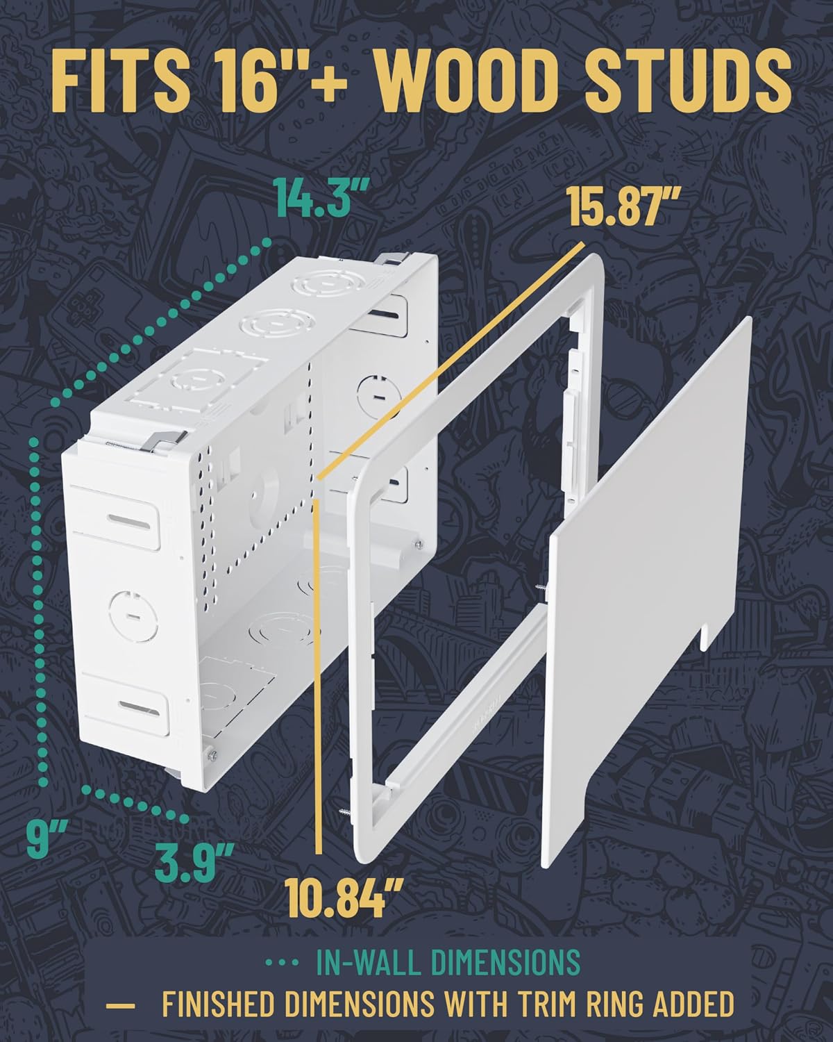 ECHOGEAR 9” in Wall TV Media Box – WiFi Friendly Cable Management Kit