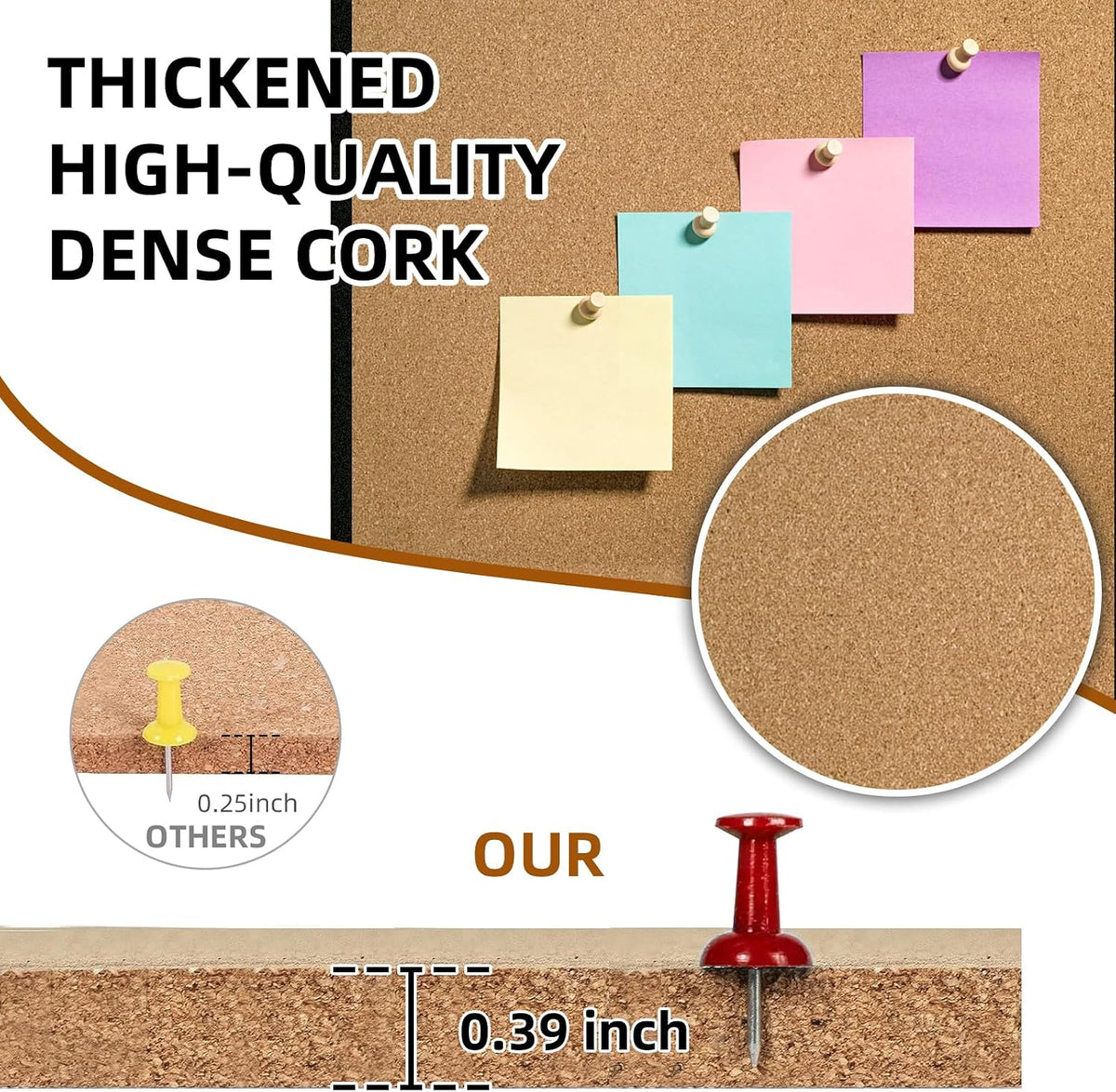 TooCust 24x36 Large Cork Board for Walls with Black Solid Wood Frame, Premium Double Sided Bulletin Board for Office & Home, Decorative Hanging Pin Notice Board, 1 Pack