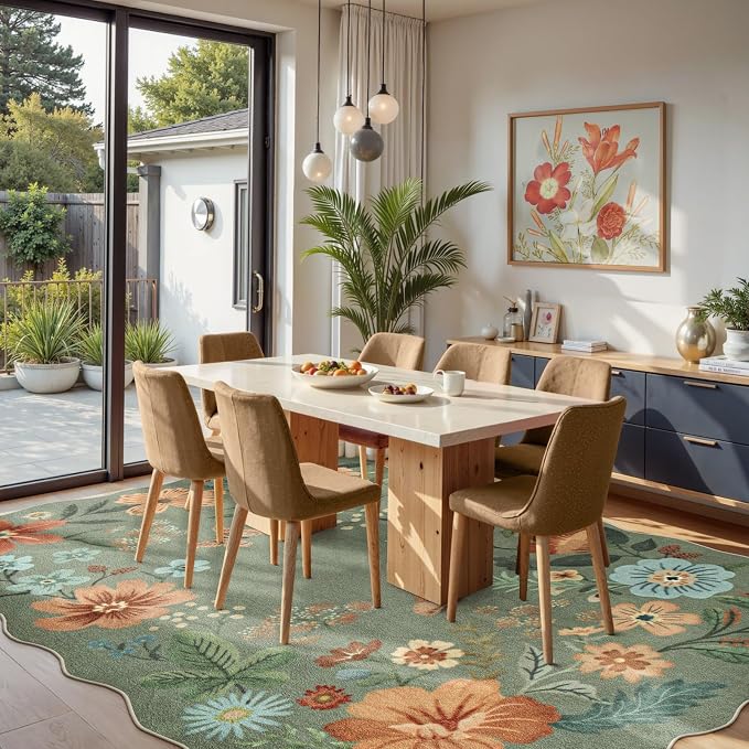 Lahome Floral Washable 6x9 Area Rugs, Soft Bedroom Rug