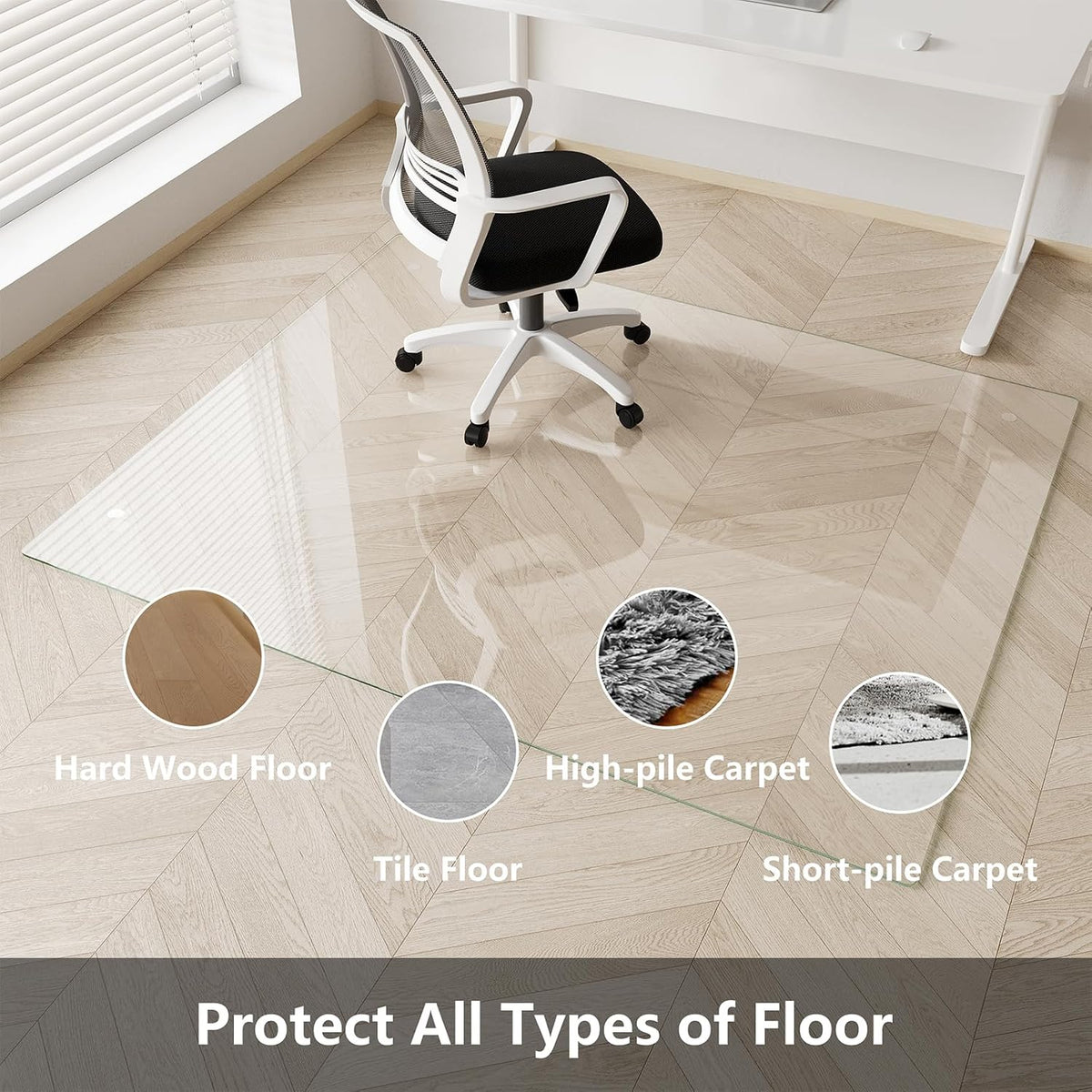 Koonmi Glass Chair Mat for Carpet, 36"x48" Thick Office Chair Mat