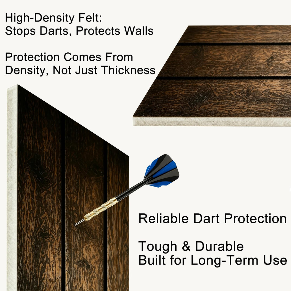 Felt Dart Board Wall Protector Foldable Cork Alternative Backing Board, 35.4x35.4 Inch Square with 0.6ickness & Adhesive Pads Darts Scoreboard, for Home, Basement & Garage