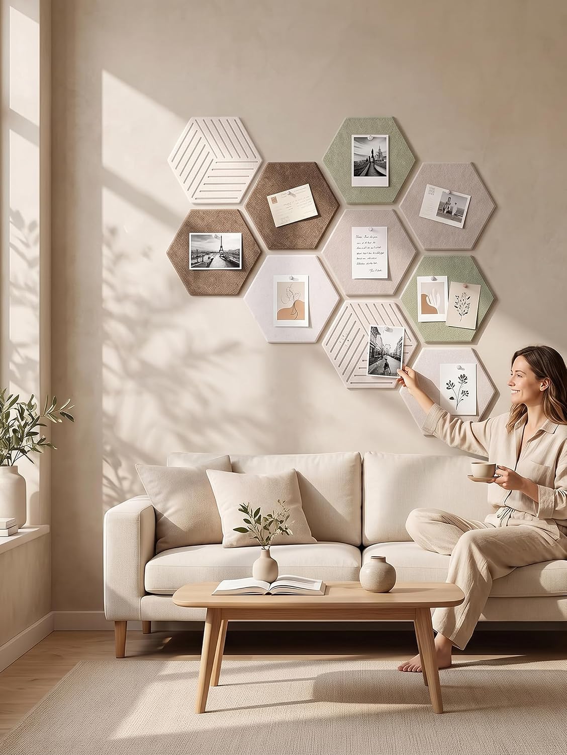 Hexagon Cork Board Tiles for Office Walls Decor 10 Pack 11.81" X 10.24"