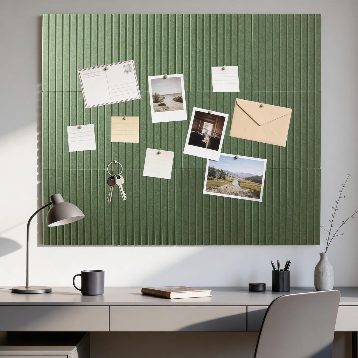 Large Cork Board Alternative 48" x 36" with Push PINS & Wall Safe Adhesive Tabs – Push pin Board for Walls in Home or Office, Felt Bulletin Board Tiles, Versatile Felt Board Layout, sage Green