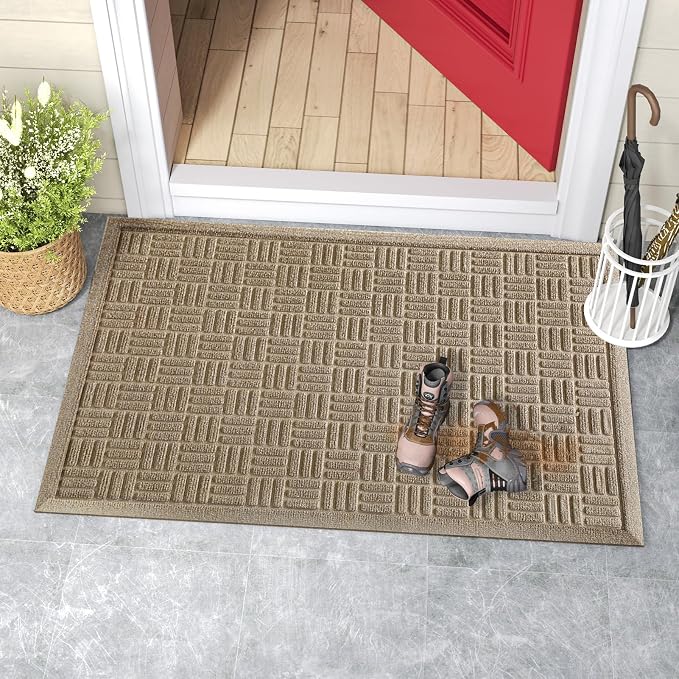 Mibao Front Door Mat Indoor Outdoor Entrance, Dirt Trapping Waterproof