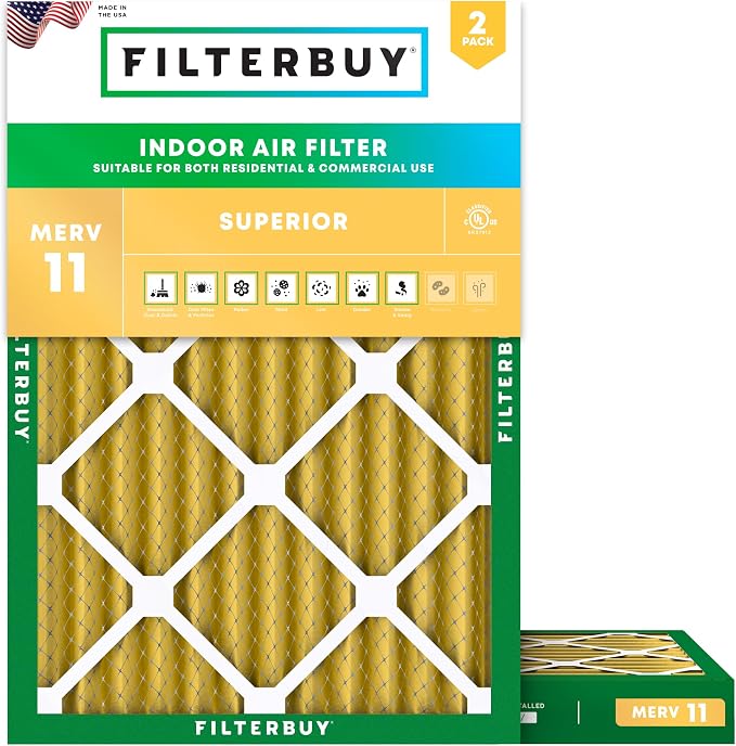 Filterbuy 17.5x23.5x2 Air Filter MERV 11 Superior Pet & Allergy Defense