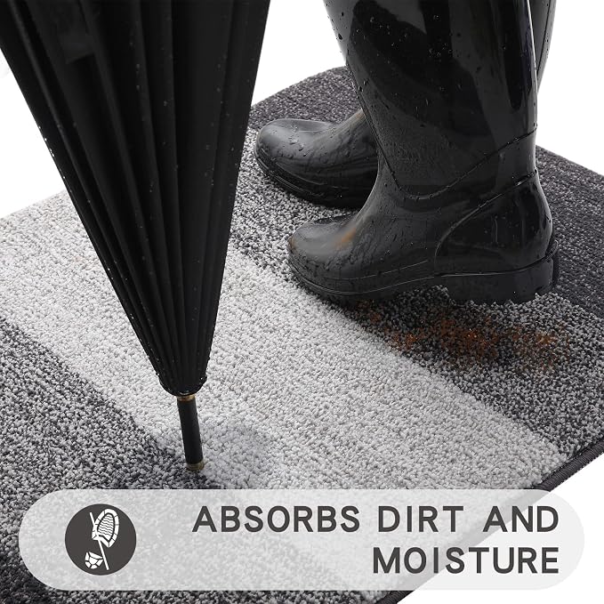 Kitinjoy Indoor Outdoor Door Mat, 30x17 Non-Slip Absorbent Dirt Trapper