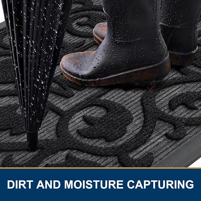 Smiry Welcome Door Mat Outside Entrance, Heavy Duty Trap Dirt and Moisture Easy