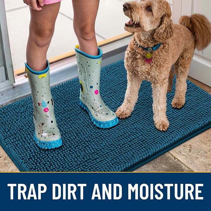 Smiry Dog Door Mat for Muddy Paws 59x35, Absorbent Dirt Trapper, Non-Slip