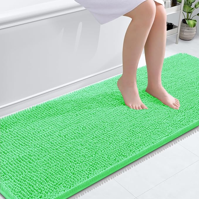 OLANLY Bathroom Runner Rugs 70x24, Soft Absorbent Chenille Bath Rugs, Rubber