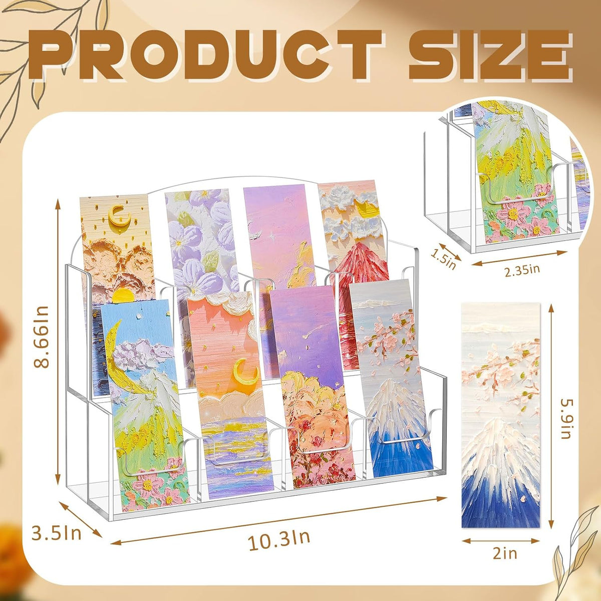 Yuntau 8 Pockets Acrylic Bookmark Display Stand, Integrated 2.2" Holder