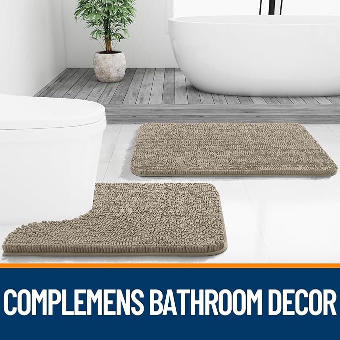 OLANLY Small Bathroom Rugs 24x16, Extra Soft Absorbent Chenille Bath Rugs