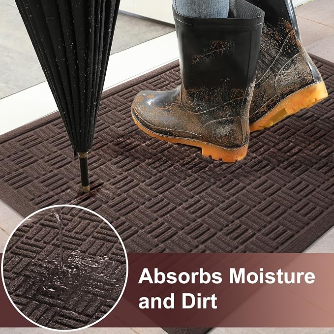 Mibao Front Door Mat Indoor Outdoor Entrance, Dirt Trapping Waterproof