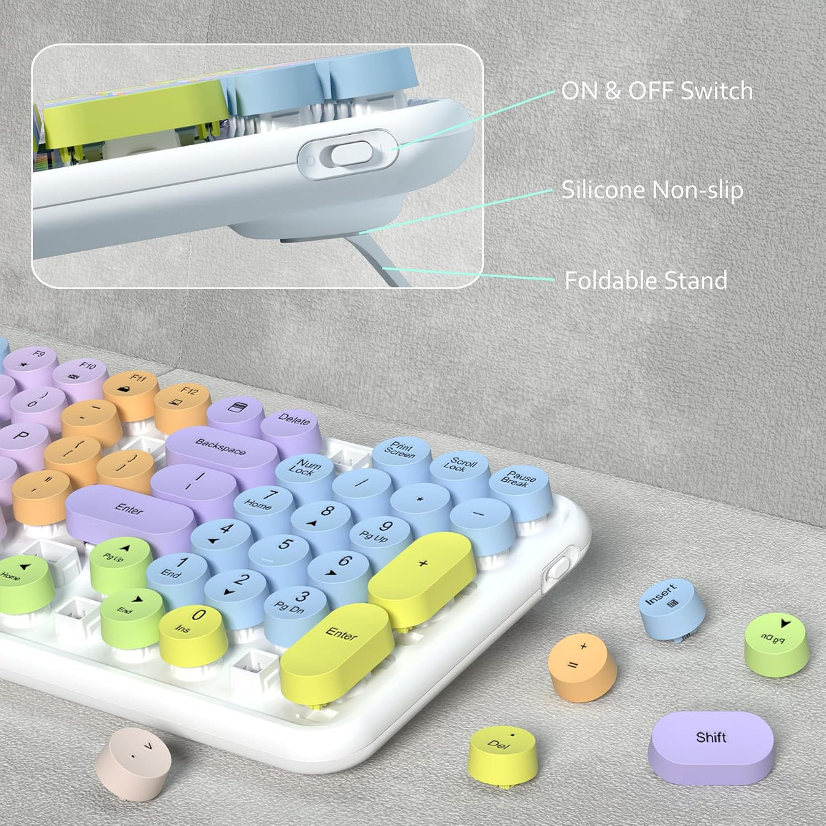 Links9+ Colorful Wireless Keyboard Mouse Combo (White Colorful)
