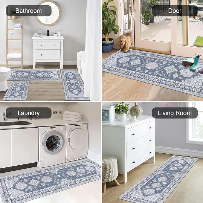 HEBE Boho Kitchen Rug Sets 3 Piece