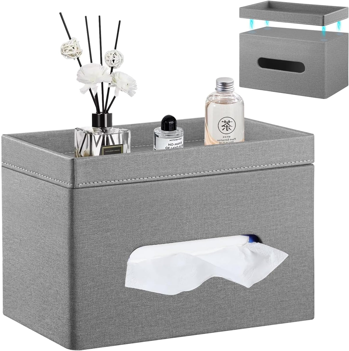 Extra Large Tissue Box Cover with Storage Tray,Rectangle Tissue Box Holder