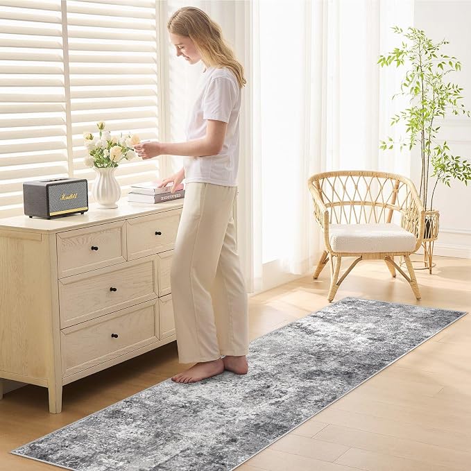 UERMEI 2x6 Washable Runner Rug for Hallway, Non Slip Low Pile Kitchen Carpet