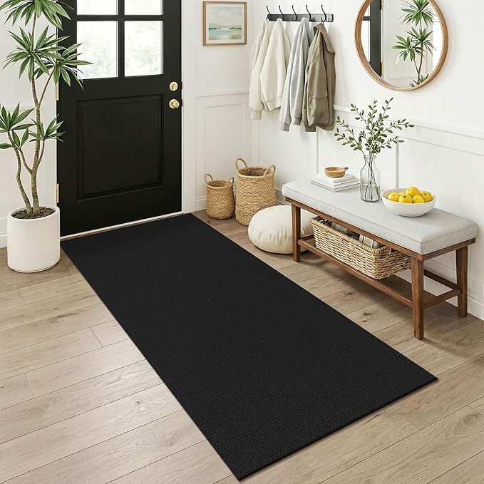 KOZYFLY Black 3x6 Washable Runner Rug, Non Slip Wide Runners