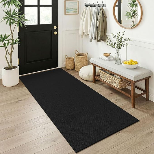 KOZYFLY Black 3x6 Washable Runner Rug, Non Slip Wide Runners