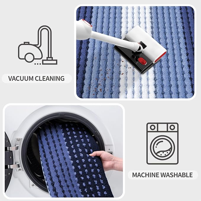 Kitinjoy Indoor Outdoor Door Mat, 48x32 Non-Slip Absorbent Dirt Trapper