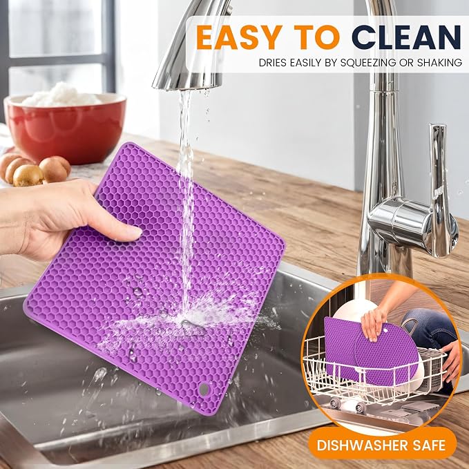 Silicone Trivet Mats 4 Heat Resistant Pot Holders Multipurpose Non-Slip Hot Pads