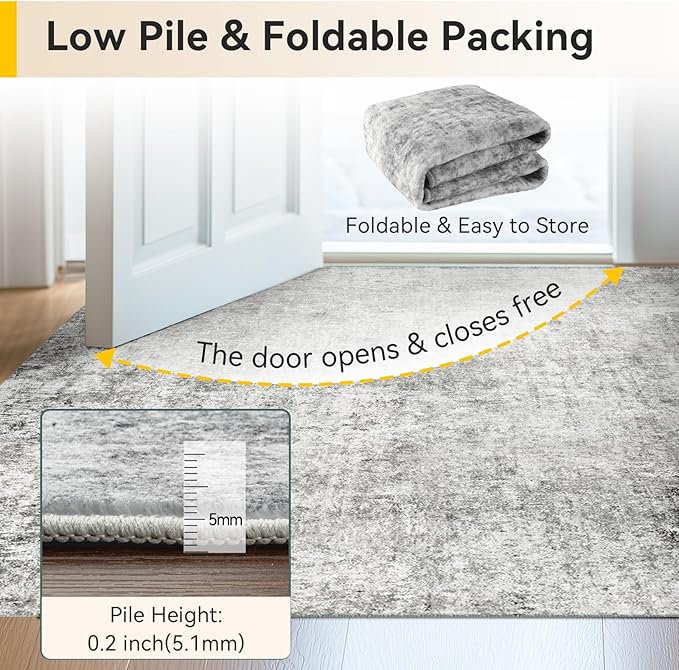 RELEANY Washable Area Rugs 6'x8' Non-Slip Modern Abstract Soft
