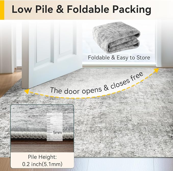 RELEANY Washable Area Rugs 6ft Non-Slip Modern Abstract Soft