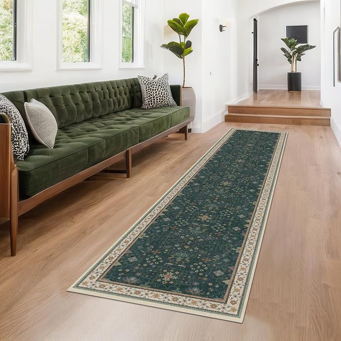 Hazo Haus Vintage Dark Green 2x10 Hallway Runner Rug