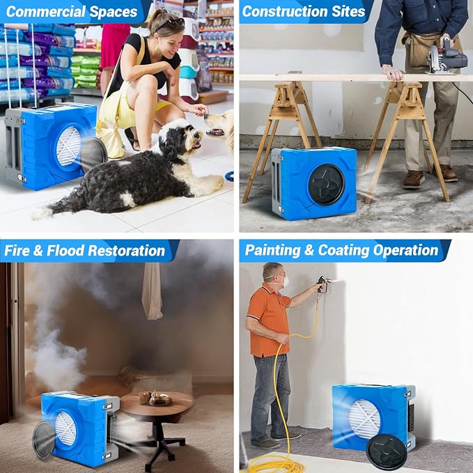MOUNTO 550cfm Hepa Air Scrubber Industrial Air Cleaner- 550cfm Portable Air