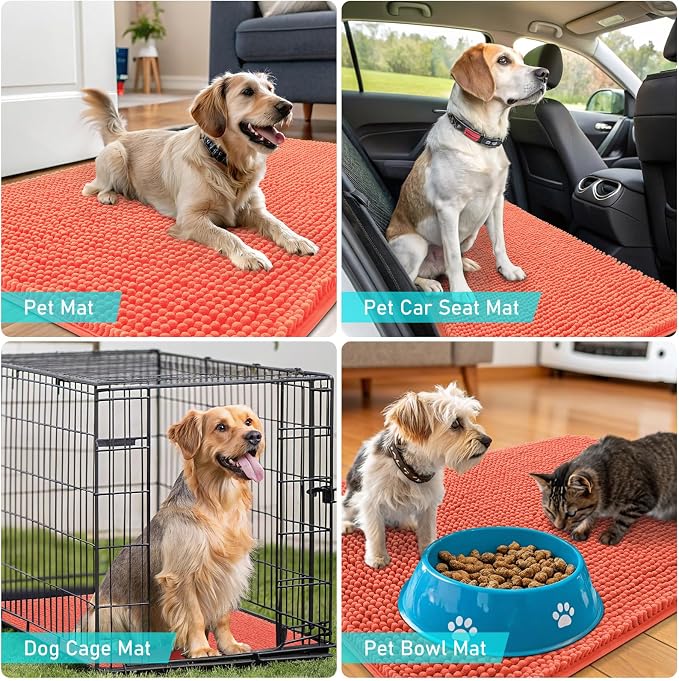 OLANLY Dog Door Mat for Muddy Paws 35x24, Absorbs Moisture and Dirt, Absorbent