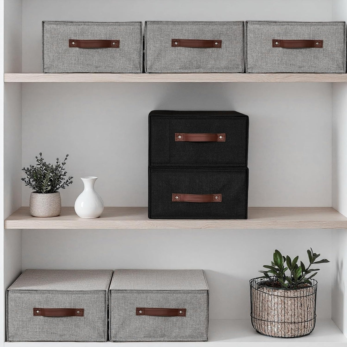 2PCS Closet Drawer Organizer Fabric Storage Boxes Bins Baskets