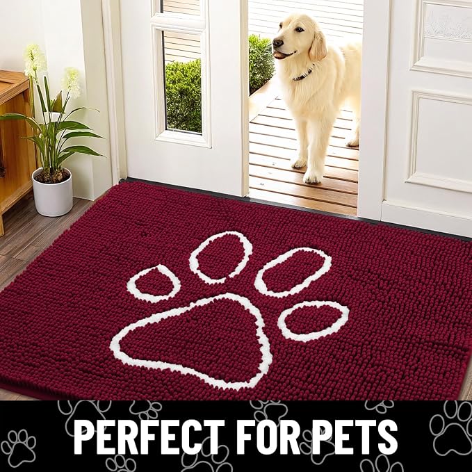 Smiry Dog Door Mat for Muddy Paws, Absorbent Dirt Trapper Non Slip Quick Dry