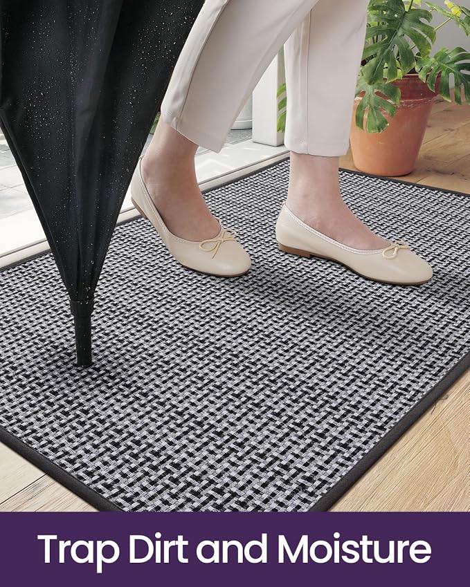 DEXI Ultra Thin Door Mat Indoor Entrance 36x56, Non Slip Rubber Backed Entryway