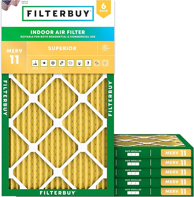 Filterbuy 12x27x1 Air Filter MERV 11 Superior Pet & Allergy Defense,