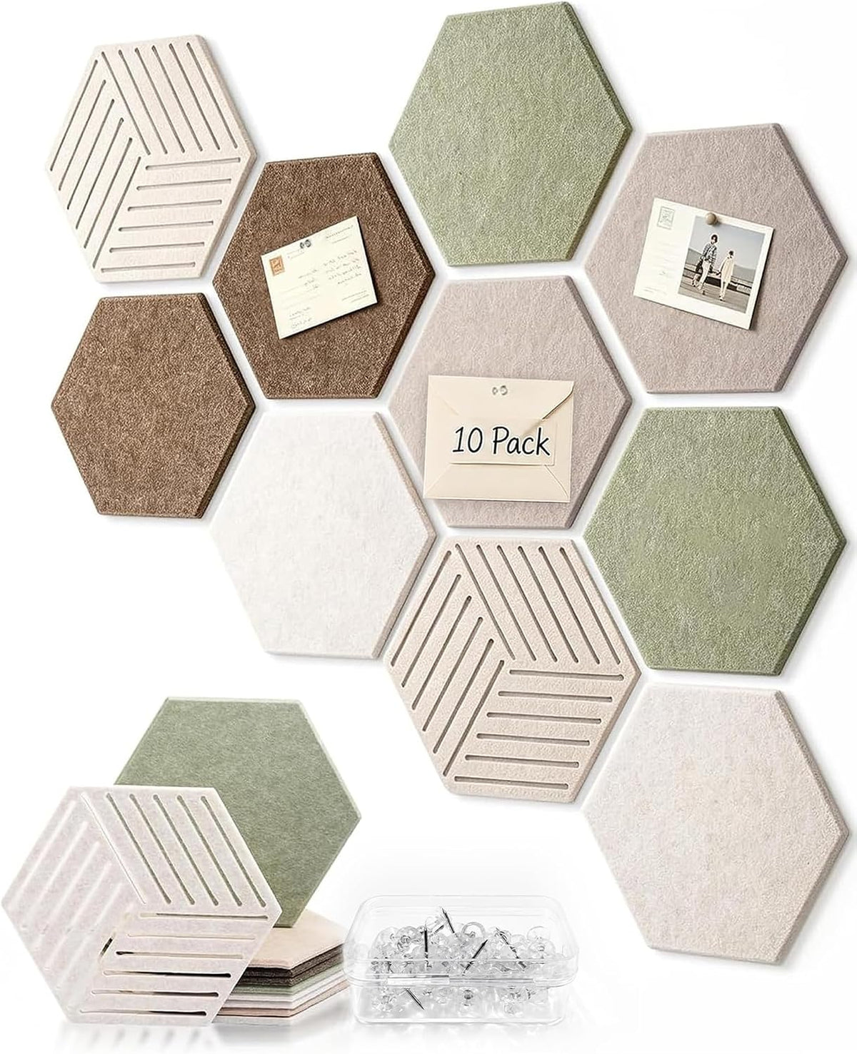 Hexagon Cork Board Tiles for Office Walls Decor 10 Pack 11.81" X 10.24"