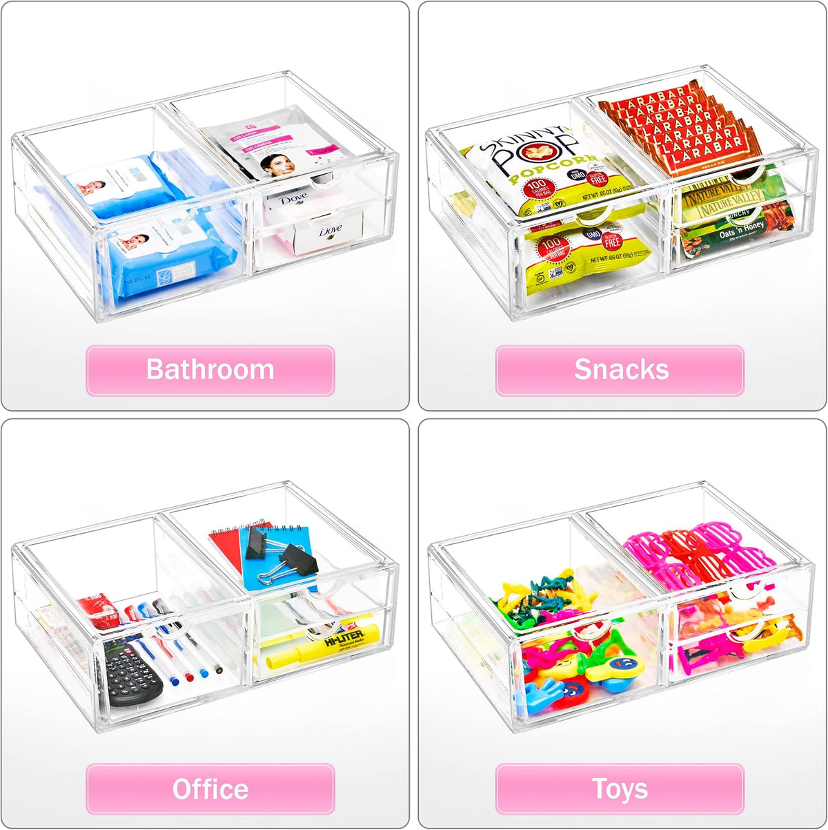 Sorbus Acrylic Drawers, Clear Makeup Organizer for Vanity (3 Drawers)