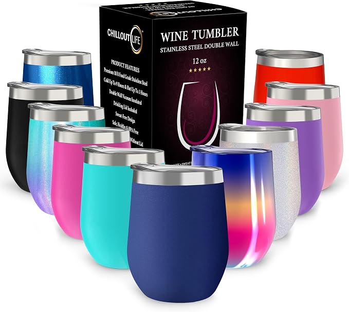 12 oz Stainless Steel Wine Tumblers 2 Pack