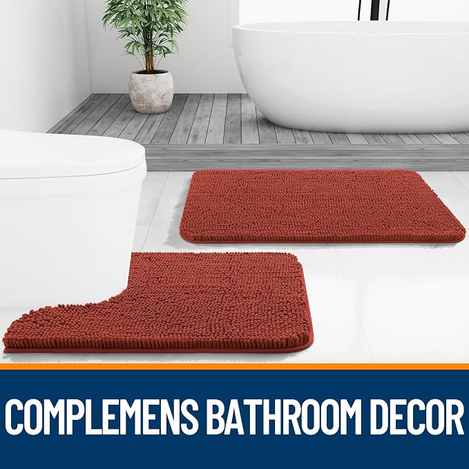 OLANLY Bathroom Runner Rugs 44x24, Soft Absorbent Chenille Bath Rugs, Rubber