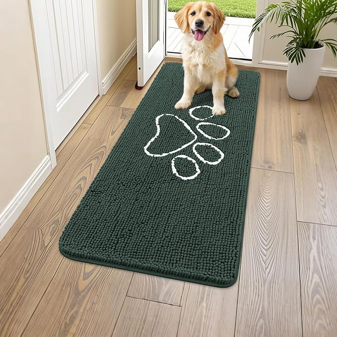 Smiry Dog Door Mat for Muddy Paws, Absorbent Dirt Trapper Non Slip Quick Dry