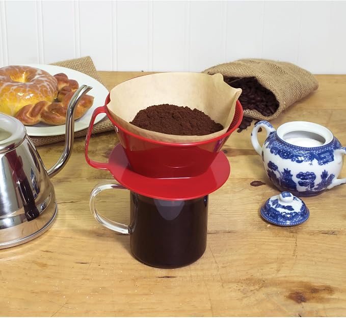 Fino Pour-Over Coffee Brewing Filter Cone, Number 4-Size, Brews 8 to 12-Cups