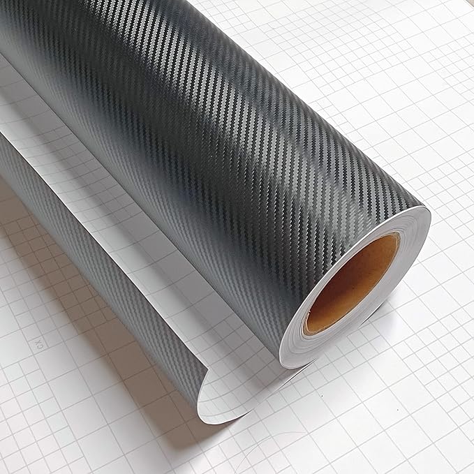 3D Carbon Fiber Film Twill Weave Vinyl Sheet Roll Wrap (120" X 60", Black)