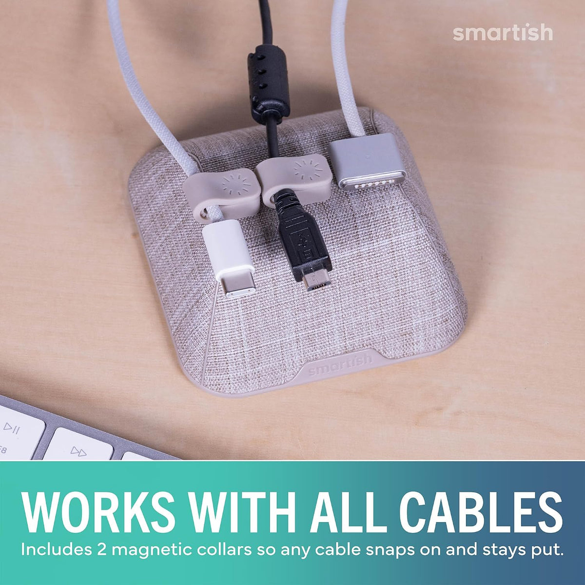 Smartish Magnetic Cord Holder, Cable Wrangler, Nightstand & Desk Organizer
