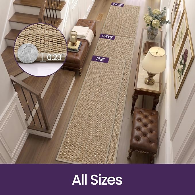 DEX Hallway Runner Rug 2'4''x8, Non Slip Rubber Backing Inside Entryway Carpet