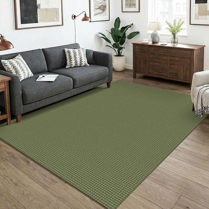 KOZYFLY Washable 5x7 Living Room Rug, Non Slip Woven Area Rugs, Braided Floor