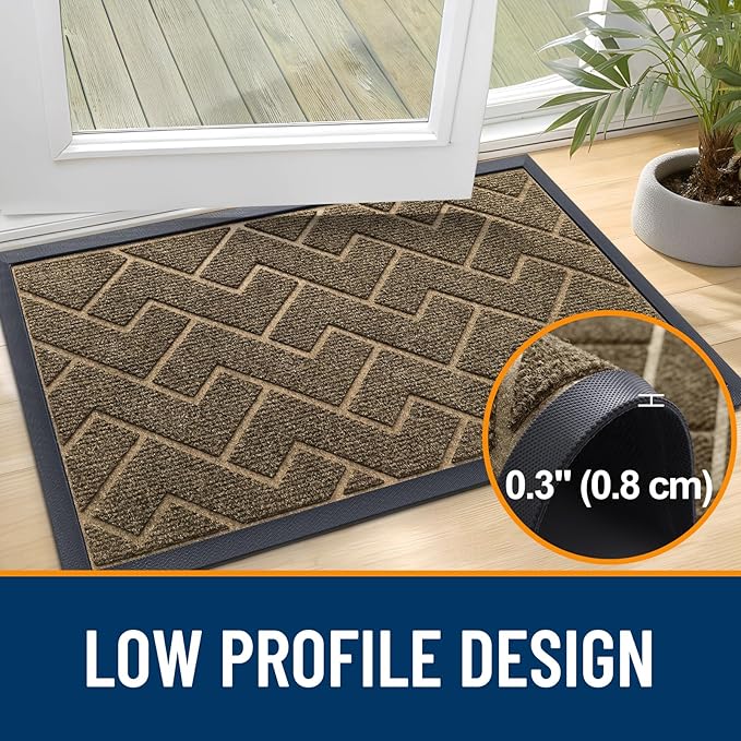 OLANLY Front Door Mat Indoor Outdoor Entrance, Waterproof All-Season,