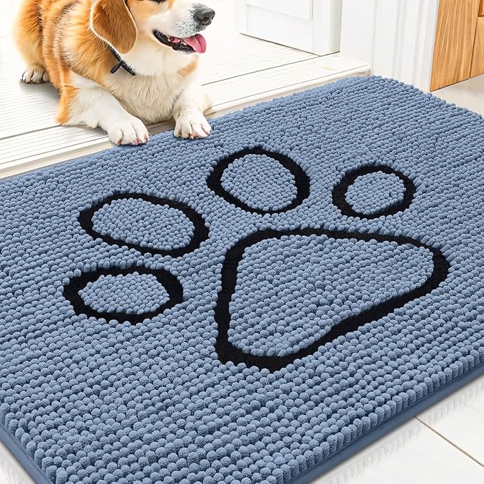 Smiry Dog Door Mat for Muddy Paws, Absorbent Dirt Trapper Non Slip Quick Dry