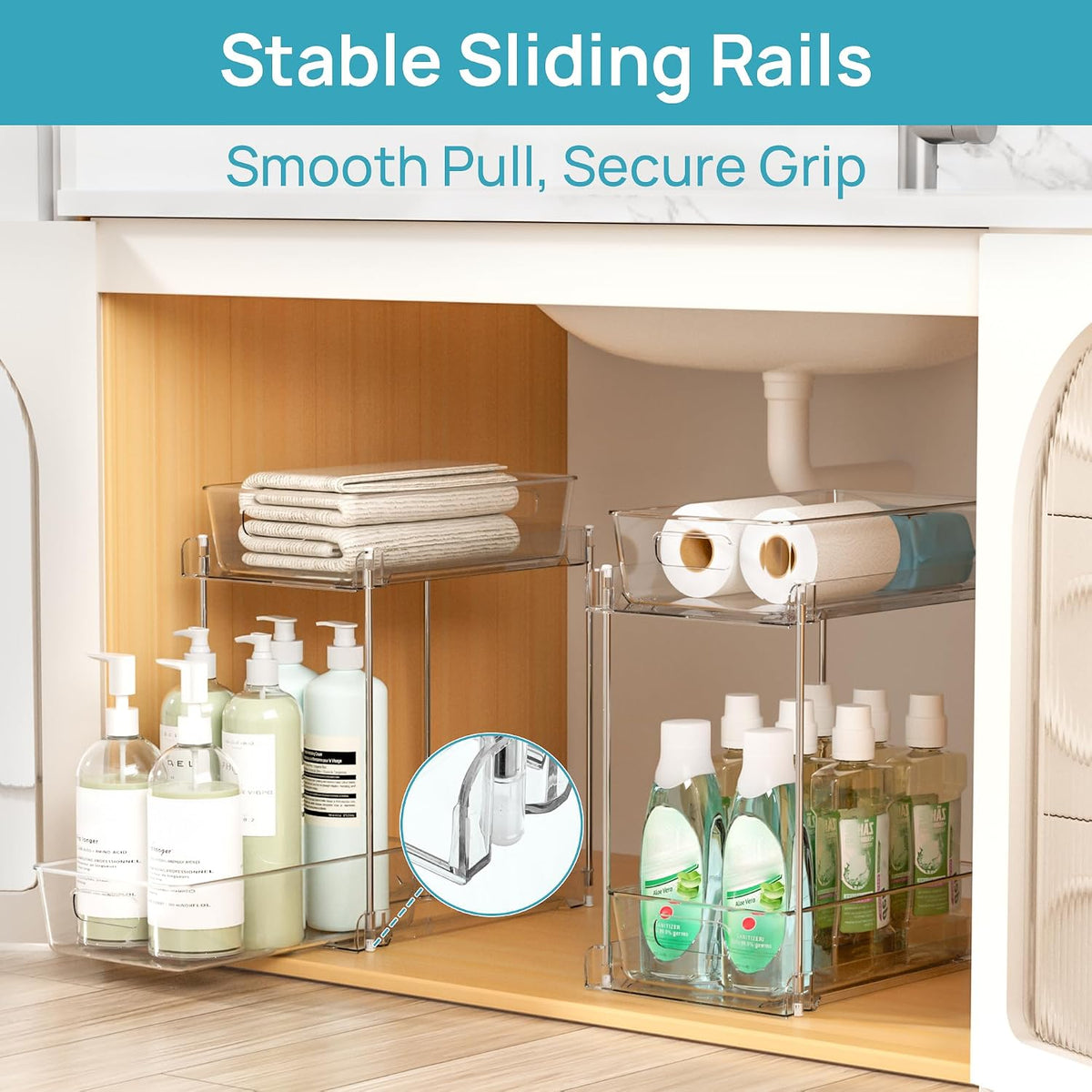 Vtopmart 2 Pack Taller Pull Out Bathroom Under Sink Organizer (S-Higher)