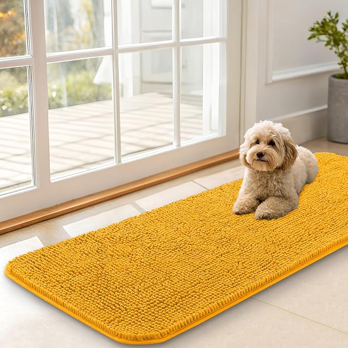 OLANLY Dog Door Mat for Muddy Paws 47x17, Absorbs Moisture and Dirt, Absorbent