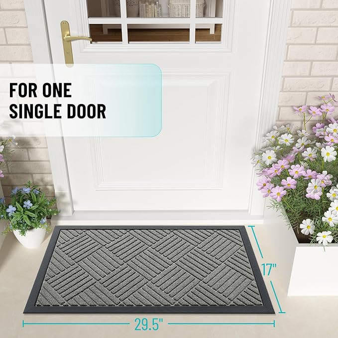 OLANLY Front Door Mat Outside Entrance 29.5x17, Heavy Duty Sturdy Natural
