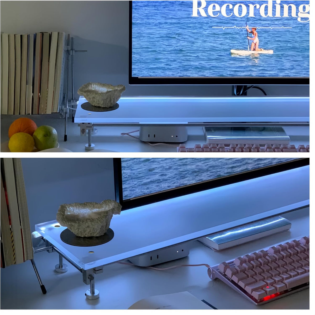Desk Organizer and Accessories, Computer Monitor Stand for Desk, 31.5" Diy Acrylic Monitor Riser for Desk Accessories